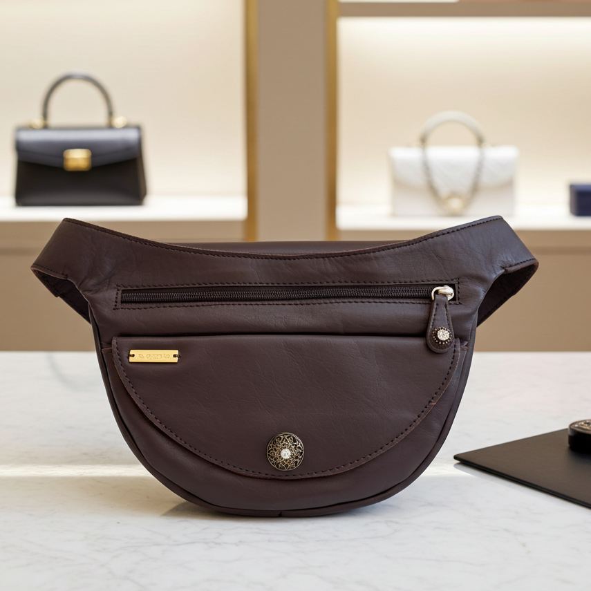 Riñonera Luna "Special Brown Luxury" Old Gold · Piel · Pieza Exclusiva Núm. 18460