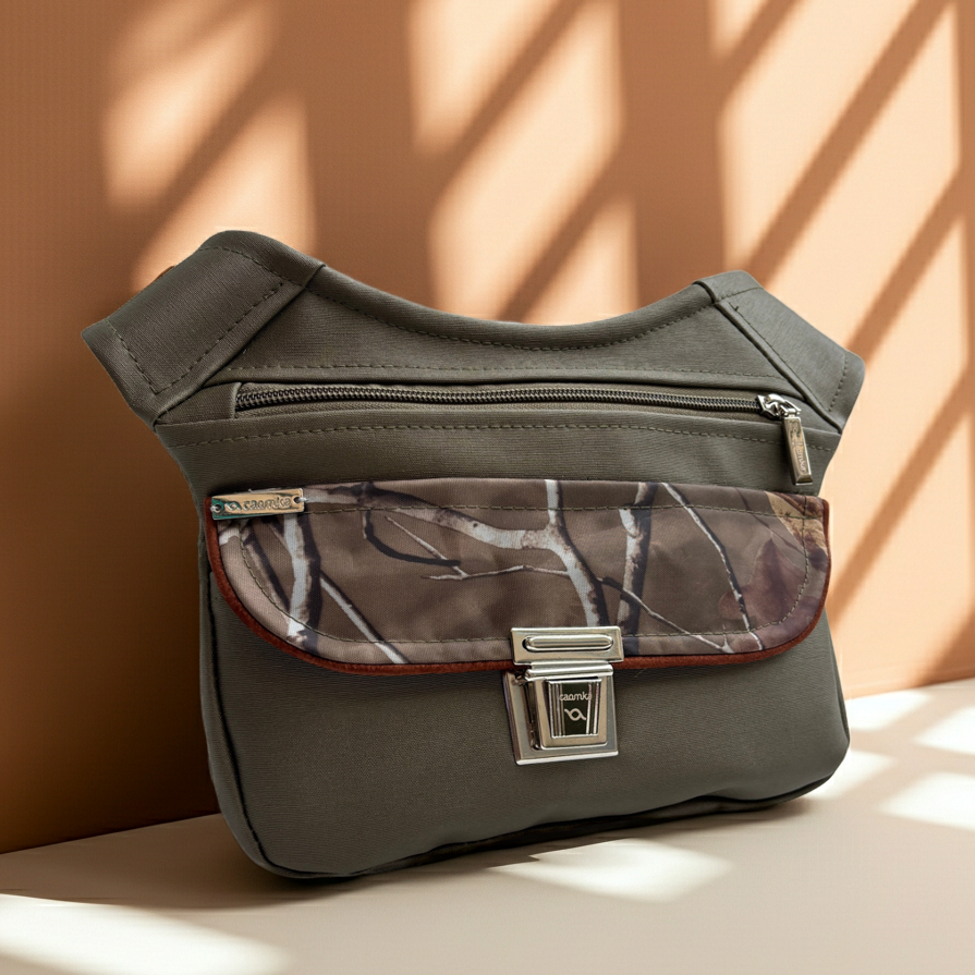 Riñonera "Autumn Green" + Bolsillo trasero · Polipiel · Pieza Única Núm. 18187