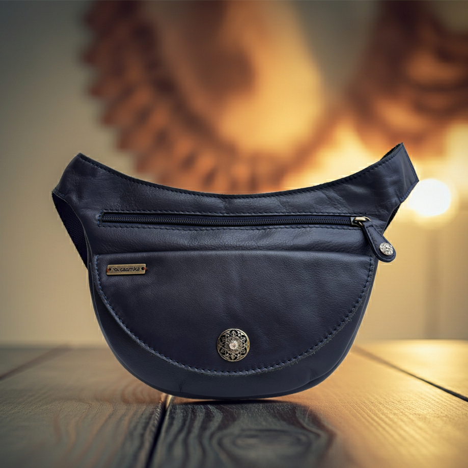 Riñonera Luna "Special Dark Blue Luxury" Silver · Piel · Pieza Exclusiva Núm. 19065