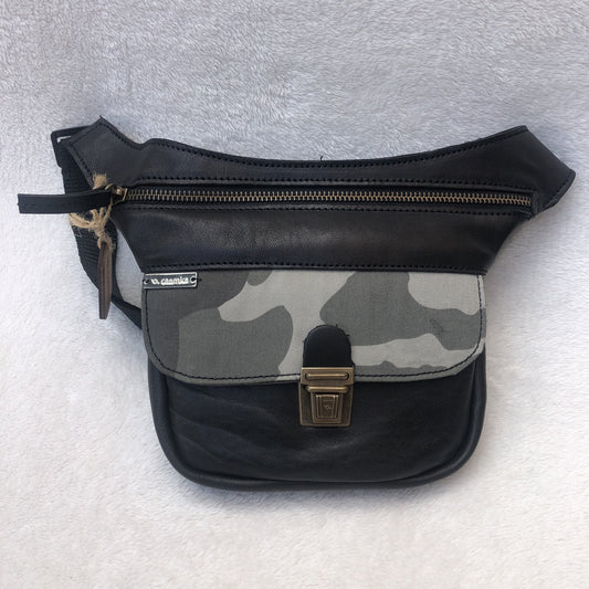 PACK Backpack-Shoulder Lau&ang Bags + Caomka Fanny pack "Camouflage” Natural leather BioCuir®