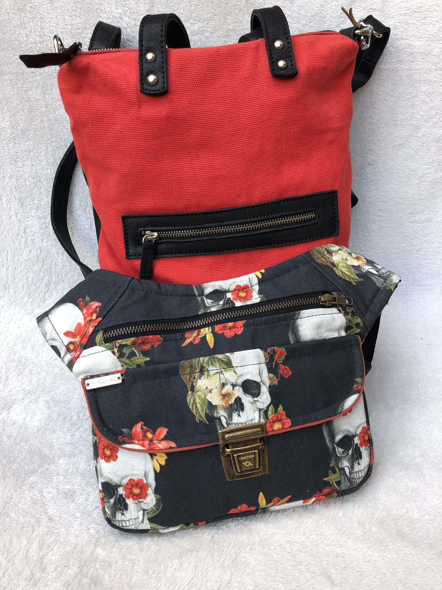 PACK Backpack-Shoulder Bag Lau&amp;ang Bags + Caomka Waist Bag "Special Fantasy Skulls”