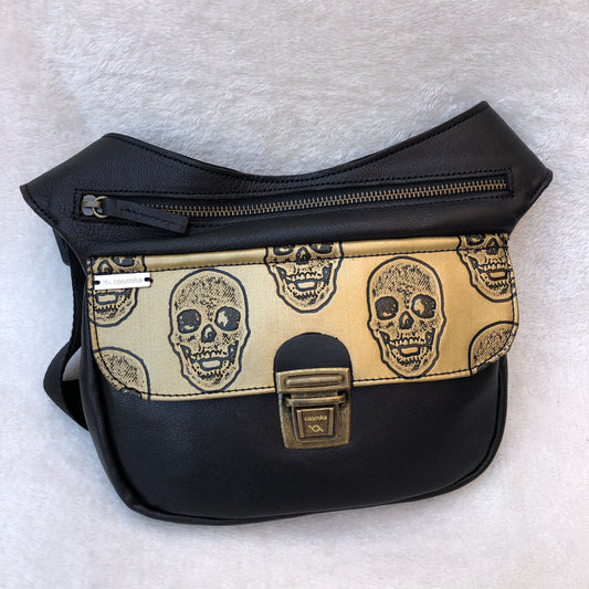 Black Special Skulls Golden. BioCuir® natural leather and Leatherette. Exclusive Piece No. 6728