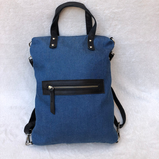 Backpack-Shoulder Lau&amp;ang Bags "Blue” Natural leather ECO FAST® Exclusive Piece