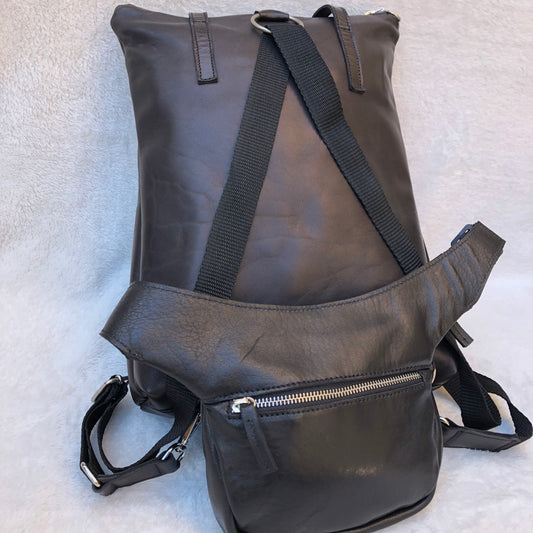 PACK Backpack-Shoulder Bag Lau&amp;ang Bags + Caomka "Mini Classic” Fanny Pack BioCuir® Natural Leather