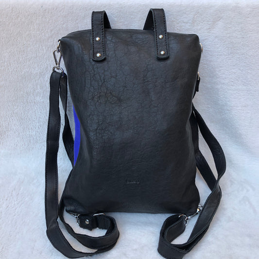 Backpack-Shoulder Lau&ang Bags "Electric Blue” Natural leather BioCuir® Exclusive Piece