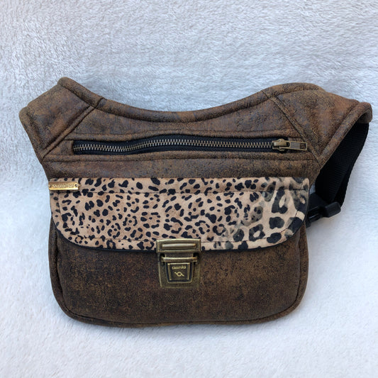 Special Soft Brown Animal Print Vegan Leather Unique Piece No. 6915