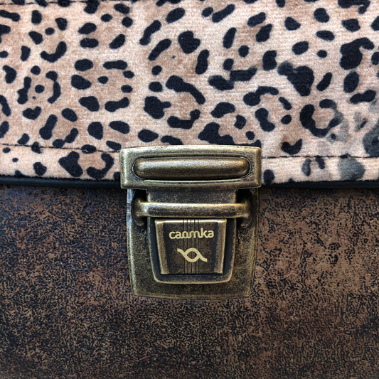 Special Soft Brown Animal Print Vegan Leather Unique Piece No. 6915