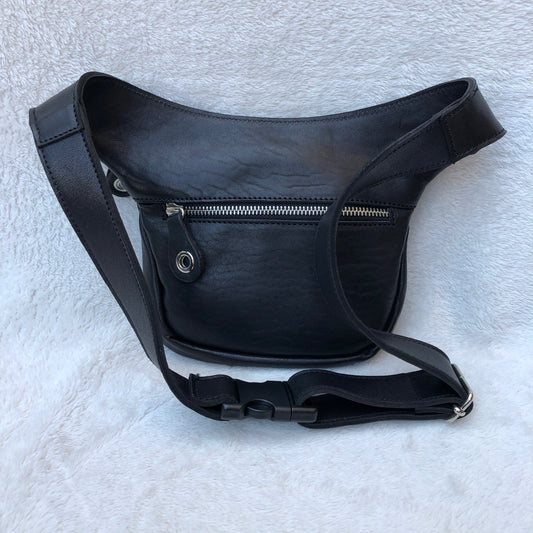 Mini Classic Black-Silver Leather Band Natural BioCuir® Leather Exclusive Piece No. 6877