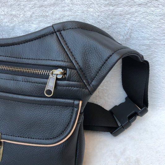 Special Black &amp; Gold Vegan Leather Unique Piece No. 6875
