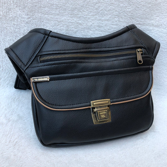 Special Black &amp; Gold Vegan Leather Unique Piece No. 6875