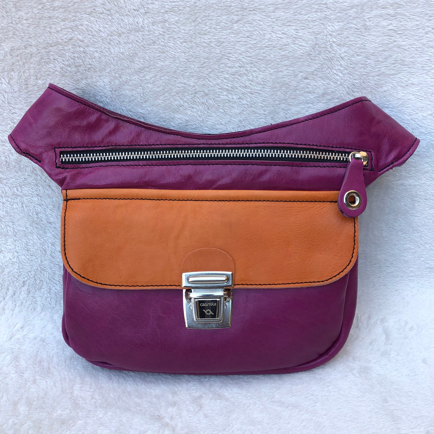 Special Summer Purple &amp; Orange Natural BioCuir® Leather Exclusive Piece No. 7362