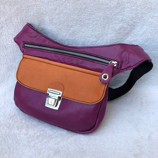 Special Summer Purple &amp; Orange Natural BioCuir® Leather Exclusive Piece No. 7362