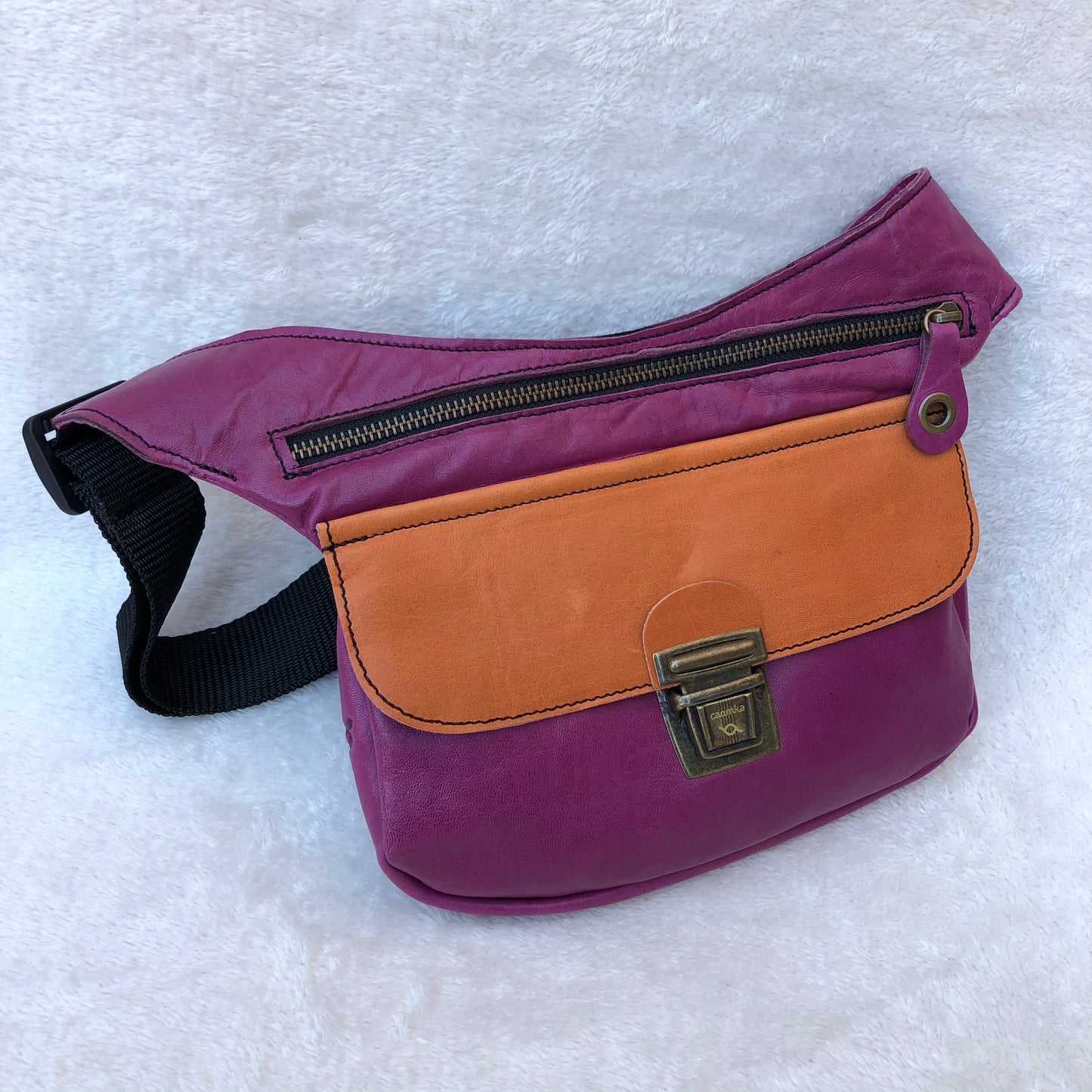 Summer Elegant Purple & Orange-Brown · Piel natural BioCuir® · Pieza Exclusiva Núm. 7431