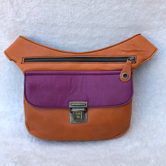 Summer Elegant Teja & Lila · Piel natural BioCuir® · Pieza Exclusiva Núm. 7442