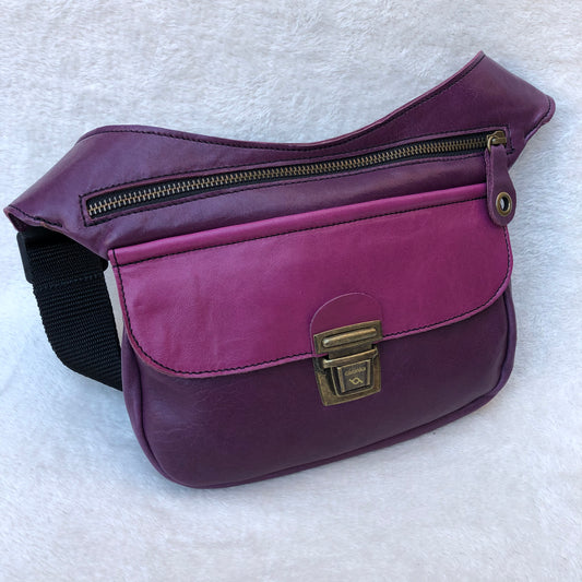 Summer Wine &amp; Fuchsia Natural BioCuir® Leather Exclusive Piece No. 7402