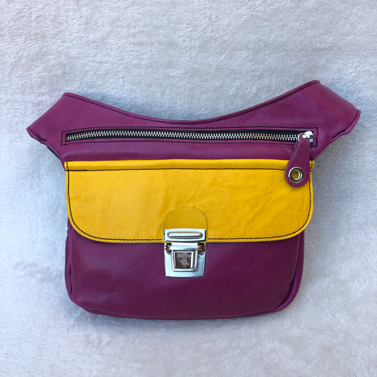 Special Summer Purple &amp; Yellow BioCuir® Natural Leather Exclusive Piece No. 7413