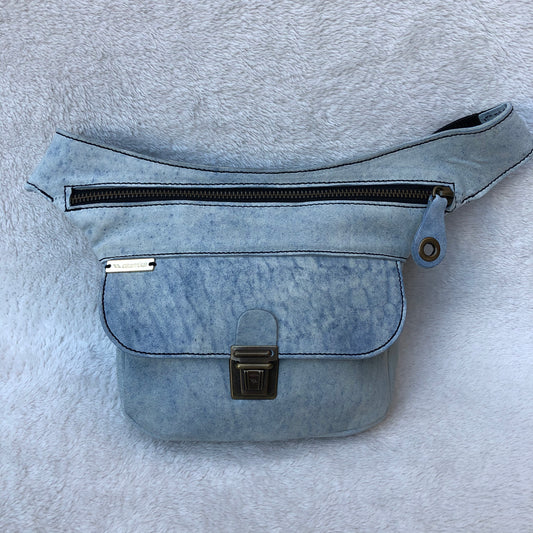 Mini Summer SkyBlue-Old Gold · Piel natural BioCuir® Pieza Exclusiva Núm. 7410