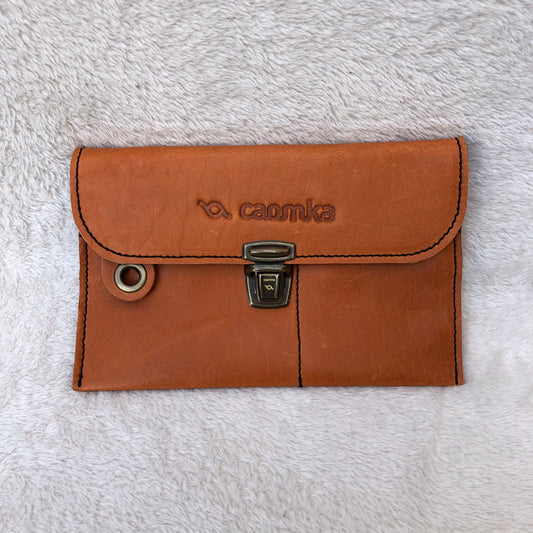 CAOMKA Flat Coin Purse Natural BioCuir® Leather Exclusive Piece No. 7503