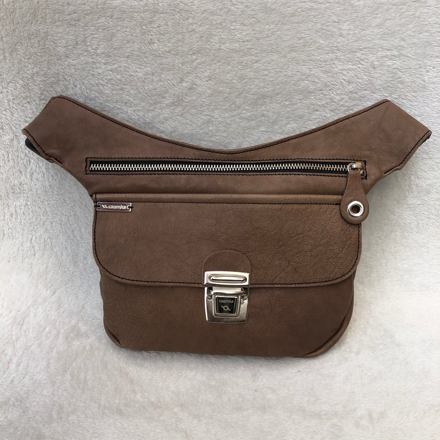 Classic Brown &amp; Silver Natural BioCuir® Leather Exclusive Piece No. 7925