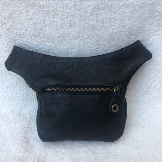 Mini Special Classic Black "Premium" Old Gold. Natural leather BioCuir® Exclusive Piece No. 7583