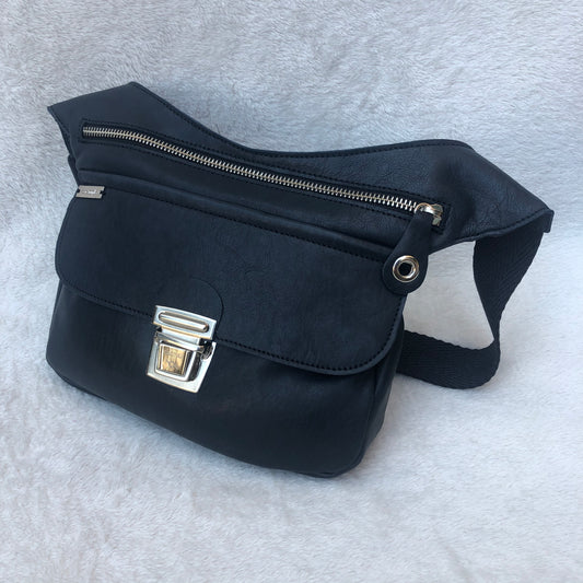 Summer Dark Blue &amp; Silver Natural BioCuir® Leather Exclusive Piece No. 7609