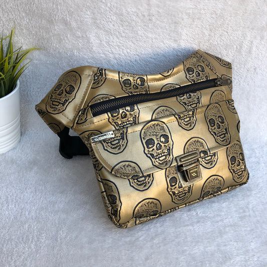 Golden Skulls Caomka Leatherette Fabric Exclusive Piece No. 7628