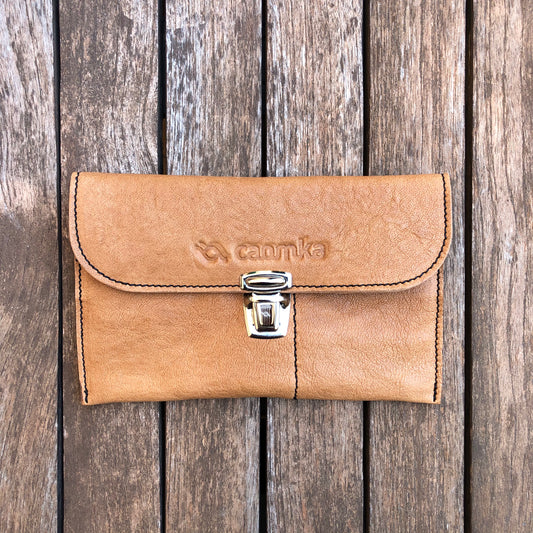 CAOMKA Flat Coin Purse Natural BioCuir® Leather Exclusive Piece No. 7694
