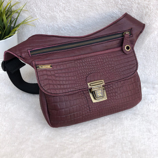Purple &amp; Old Gold BioCuir® natural leather Unique Piece No. 7794