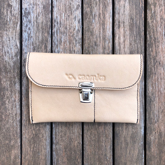 CAOMKA Flat Coin Purse Natural BioCuir® Leather Exclusive Piece No. 7811