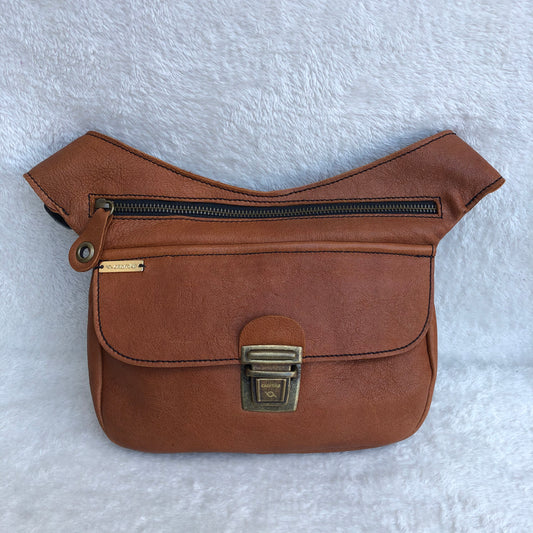 Brown &amp; Old Gold BioCuir® natural leather Unique Piece No. 7774