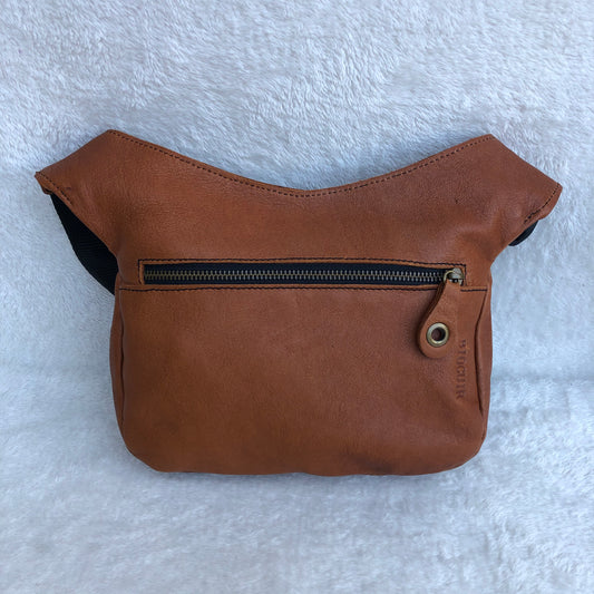 Brown &amp; Old Gold BioCuir® natural leather Unique Piece No. 7774