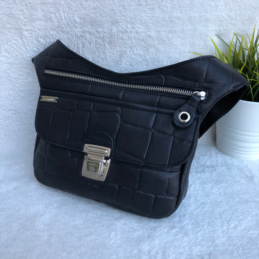 Special Black &amp; Silver BioCuir® natural leather Exclusive Piece No. 7700
