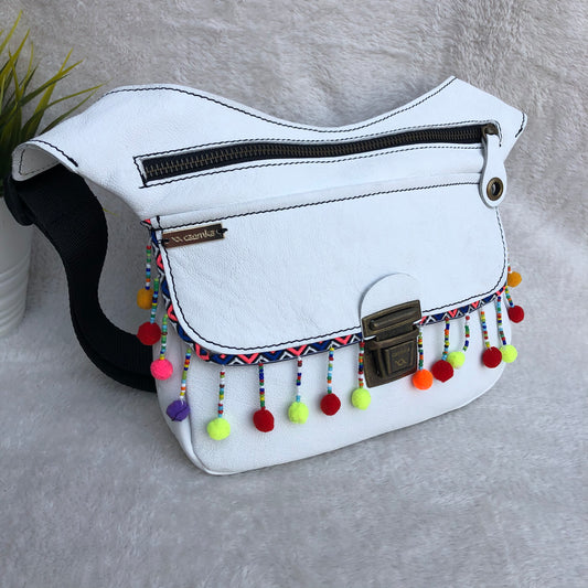 Special Summer White Plus - Old Gold BioCuir® natural leather Unique Piece No. 7763