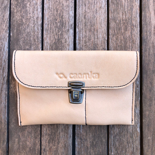 CAOMKA Flat Coin Purse Natural BioCuir® Leather Exclusive Piece No. 8005