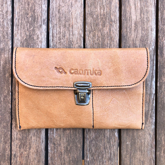 CAOMKA Flat Coin Purse Natural BioCuir® Leather Exclusive Piece No. 7885