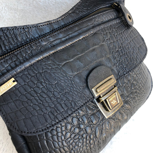 Special Black &amp; Old Gold BioCuir® natural leather Unique Piece No. 8098
