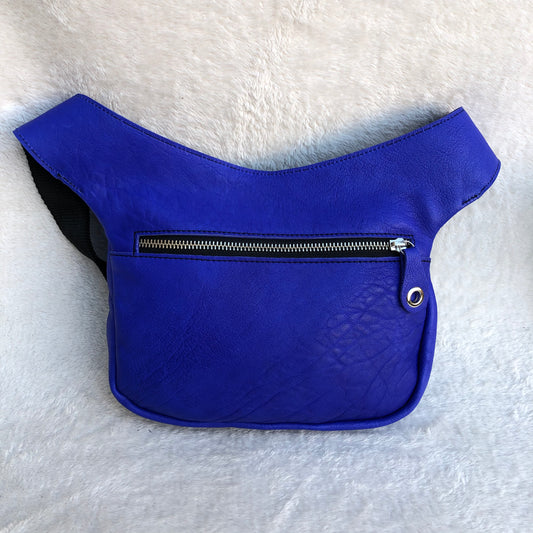Special Mandalas Electric Blue &amp; Silver BioCuir® natural leather Unique Piece No. 8021