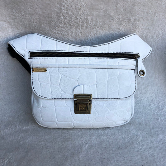 Classic White &amp; Old Gold Natural BioCuir® Leather Exclusive Piece No. 8036