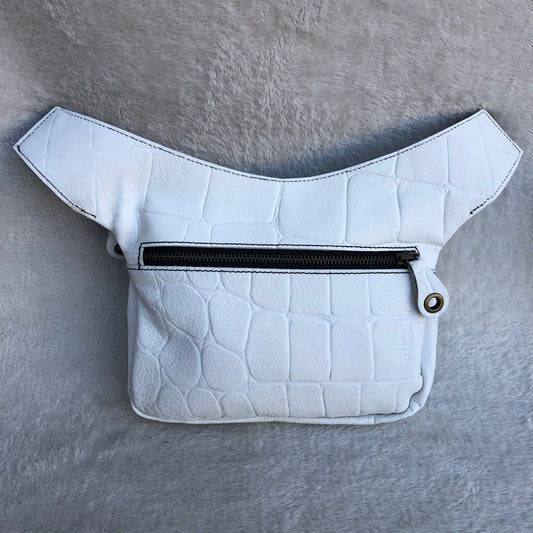 Classic White &amp; Old Gold Natural BioCuir® Leather Exclusive Piece No. 8036