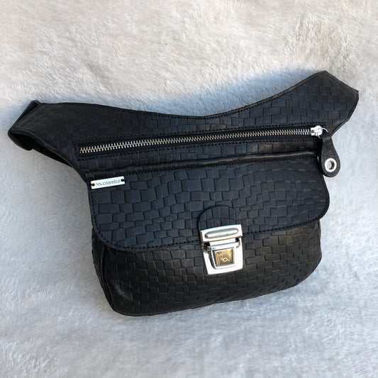 Special Black &amp; Silver BioCuir® natural leather Unique Piece No. 8035