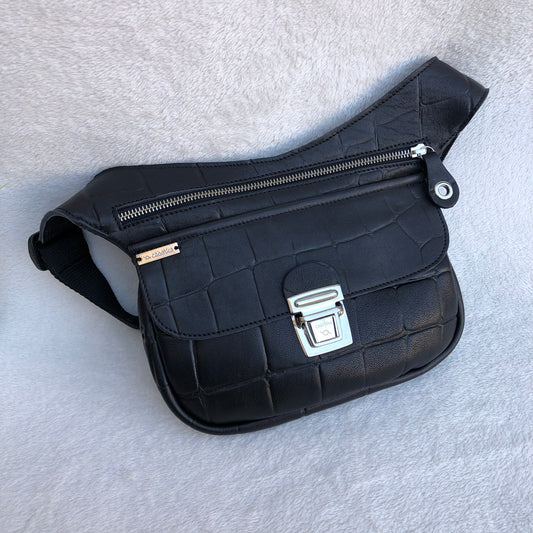 Special Black &amp; Silver BioCuir® natural leather Unique Piece No. 8061