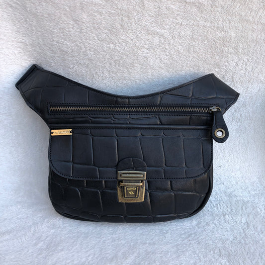 Special Black &amp; Old Gold BioCuir® natural leather Unique Piece No. 8152