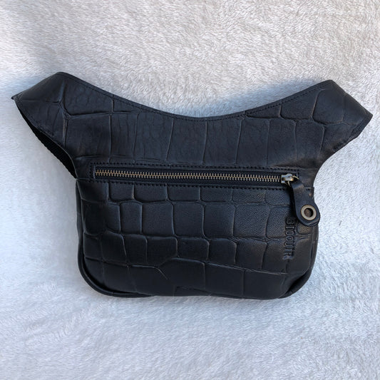 Special Black &amp; Old Gold BioCuir® natural leather Unique Piece No. 8152
