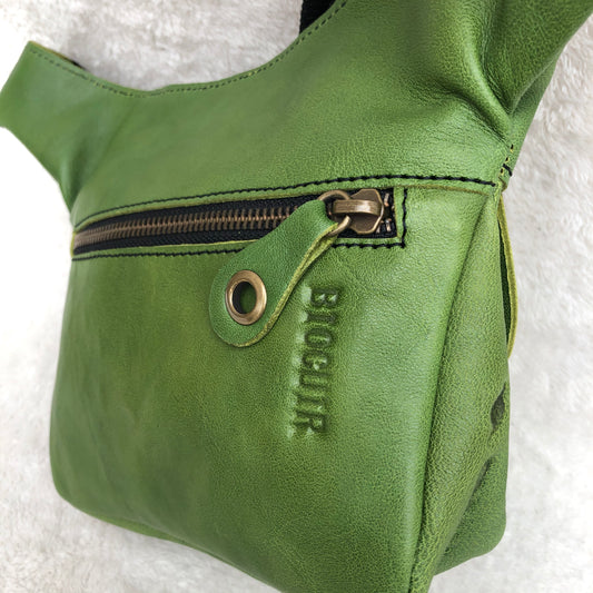 Mini Green &amp; Old Gold Natural leather BioCuir® Exclusive Piece No. 8100