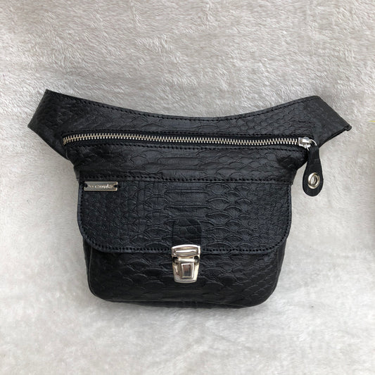 Mini Special Black &amp; Silver BioCuir® natural leather Unique Piece No. 8105