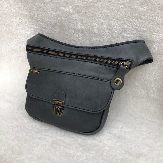 Mini Classic Gray &amp; Old Gold Natural leather BioCuir® Exclusive Piece No. 8207