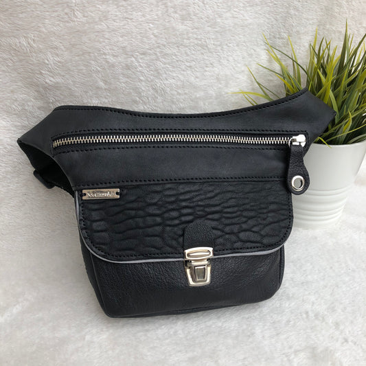 Mini Special Black &amp; Silver Natural leather BioCuir® Unique Piece No. 8228