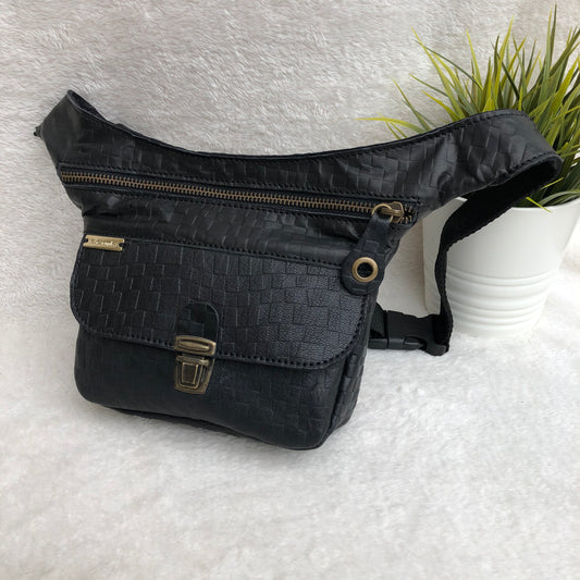 Mini Special Black &amp; Old Gold Natural leather BioCuir® Unique Piece No. 8116
