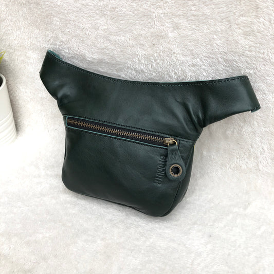 Mini Special Green &amp; Old Gold Natural leather BioCuir® Unique Piece No. 8110