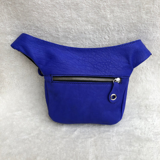 Mini Special Art Electric Blue &amp; Silver BioCuir® natural leather Unique Piece No. 8084